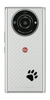 Leica Leitz Phone 2用 カーボン調 肉球 イラスト プリント 背面保護フィルム 日本製 [ワンポイント ブラック]