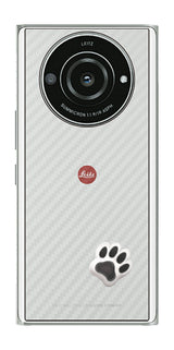 Leica Leitz Phone 2用 カーボン調 肉球 イラスト プリント 背面保護フィルム 日本製 [なんちゃって ぷくぷく ホワイト/ブラック]