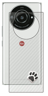 Leica Leitz Phone 2用 カーボン調 肉球 イラスト プリント 背面保護フィルム 日本製 [なんちゃって ぷくぷく ホワイト/ブラック]