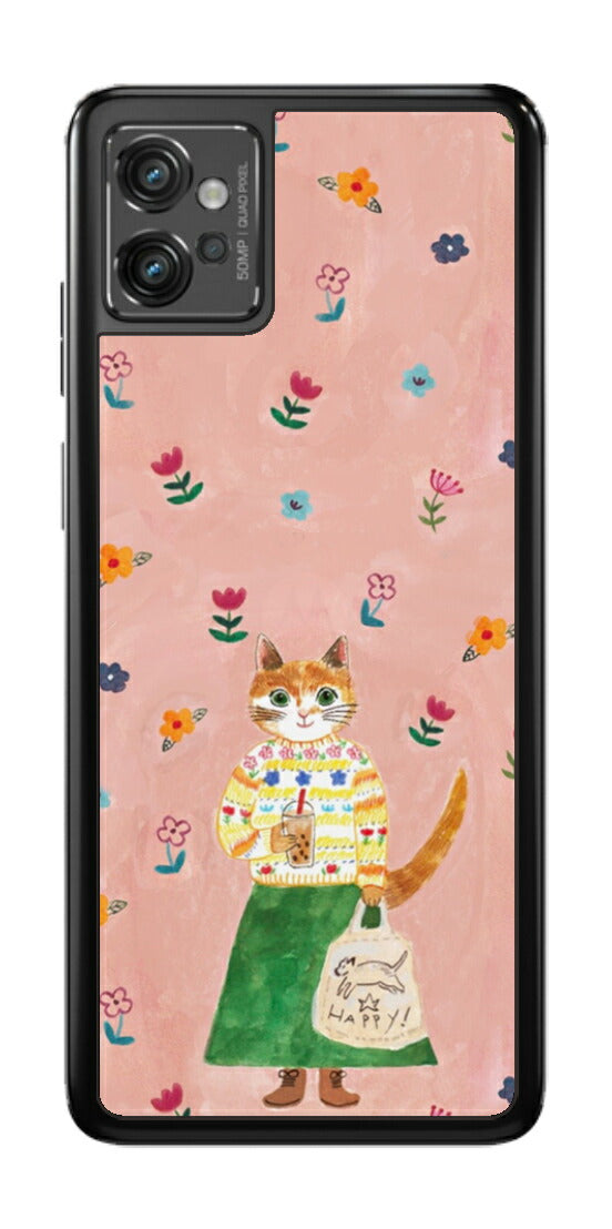 モトローラ moto g32用 【コラボ プリント Design by よこお さとみ 004 】 背面 保護 フィルム 日本製