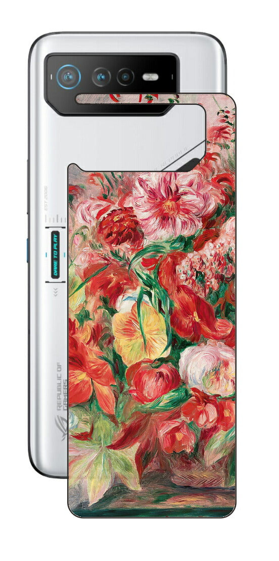 ASUS ROG Phone 6 / ROG Phone 6 Pro用 背面 保護 フィルム 名画 プリント ルノワール 花々のバスケット（ ピエール＝オーギュスト・ルノワール Pierre-Auguste Renoir ）
