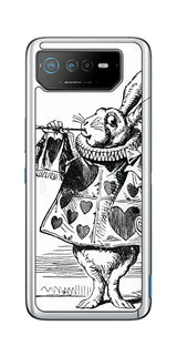 ASUS ROG Phone 6 / ROG Phone 6 Pro用 背面 保護 フィルム 名画プリント ジョン・テニエル （ John Tenniel ) 白ウサギ(ラッパ)