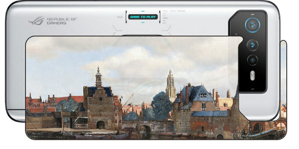 ASUS ROG Phone 6 / ROG Phone 6 Pro用 背面 保護 フィルム 名画 プリント フェルメール デルフトの眺望 （ ヨハネス・フェルメール Johannes Vermeer ）