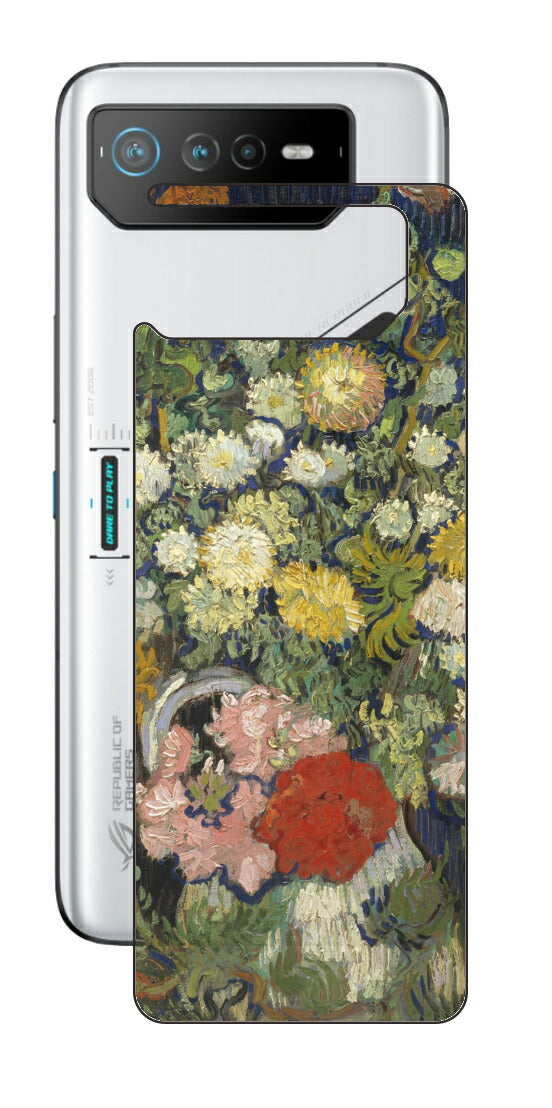 ASUS ROG Phone 6 / ROG Phone 6 Pro用 背面 保護 フィルム 名画 プリント ゴッホ 花瓶の花の花束（ フィンセント ファン ゴッホ Vincent Willem van Gogh ）