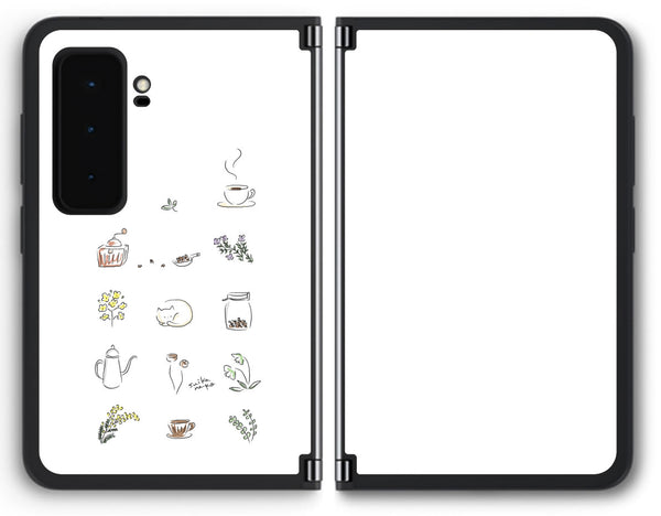 【背面左右2ヶ所 】 Surface Duo 2用 【コラボ プリント Design by すいかねこ 001 】 背面 保護 フィルム 日本製