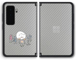 【背面左右2ヶ所 】 Surface Duo 2用 【コラボ プリント Design by すいかねこ 003 】 カーボン調 背面 保護 フィルム 日本製