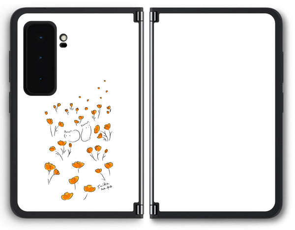【背面左右2ヶ所 】 Surface Duo 2用 【コラボ プリント Design by すいかねこ 006 】 背面 保護 フィルム 日本製