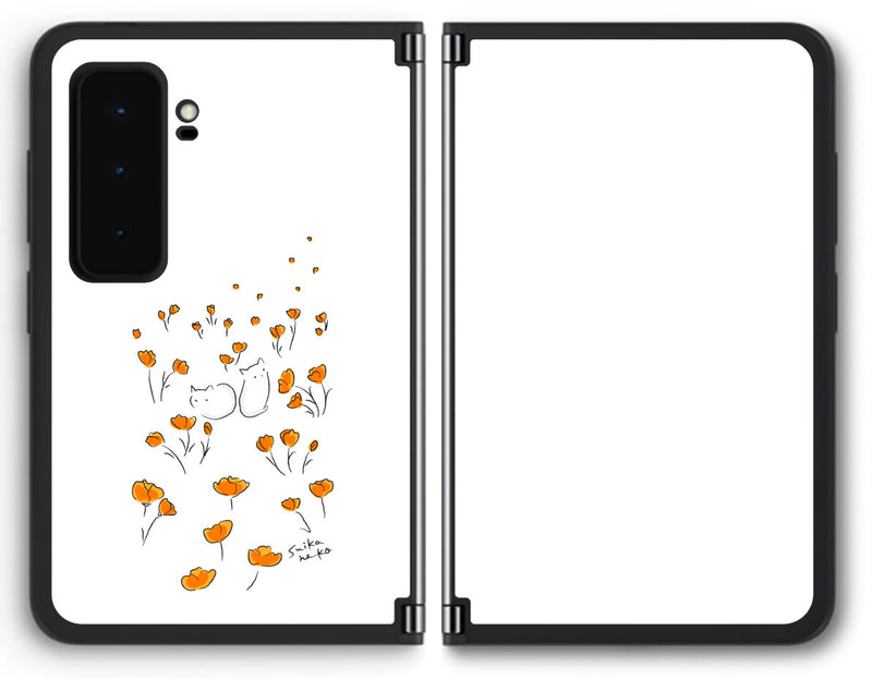 【背面左右2ヶ所 】 Surface Duo 2用 【コラボ プリント Design by すいかねこ 006 】 背面 保護 フィルム 日本製