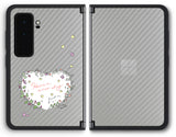 【背面左右2ヶ所 】 Surface Duo 2用 【コラボ プリント Design by すいかねこ 007 】 カーボン調 背面 保護 フィルム 日本製
