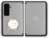 【背面左右2ヶ所 】 Surface Duo 2用 【コラボ プリント Design by すいかねこ 008 】 カーボン調 背面 保護 フィルム 日本製
