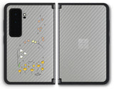 【背面左右2ヶ所 】 Surface Duo 2用 【コラボ プリント Design by すいかねこ 009 】 カーボン調 背面 保護 フィルム 日本製