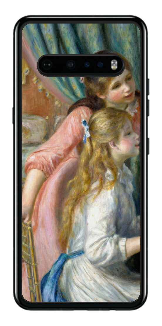 LG V60 ThinQ 5G用 背面 保護 フィルム 名画 プリント ルノワール ピアノを弾く二人の少女（ ピエール＝オーギュスト・ルノワール Pierre-Auguste Renoir ）