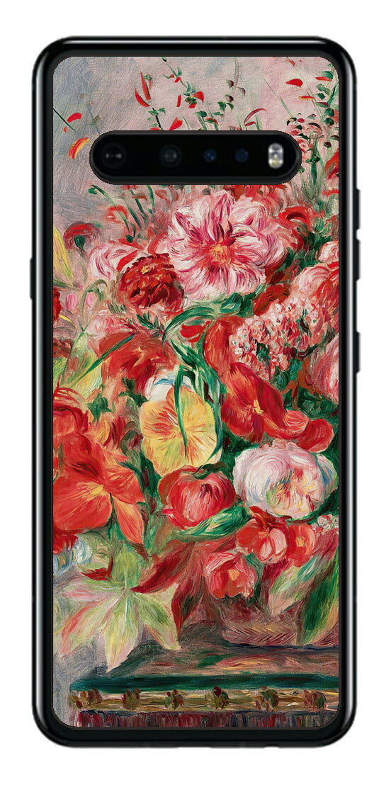 LG V60 ThinQ 5G用 背面 保護 フィルム 名画 プリント ルノワール 花々のバスケット（ ピエール＝オーギュスト・ルノワール Pierre-Auguste Renoir ）