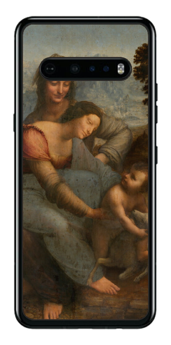 LG V60 ThinQ 5G用 背面 保護 フィルム 名画 プリント ダ・ヴィンチ 聖アンナと聖母子（ レオナルド・ダ・ヴィンチ Leonardo da Vinci ）