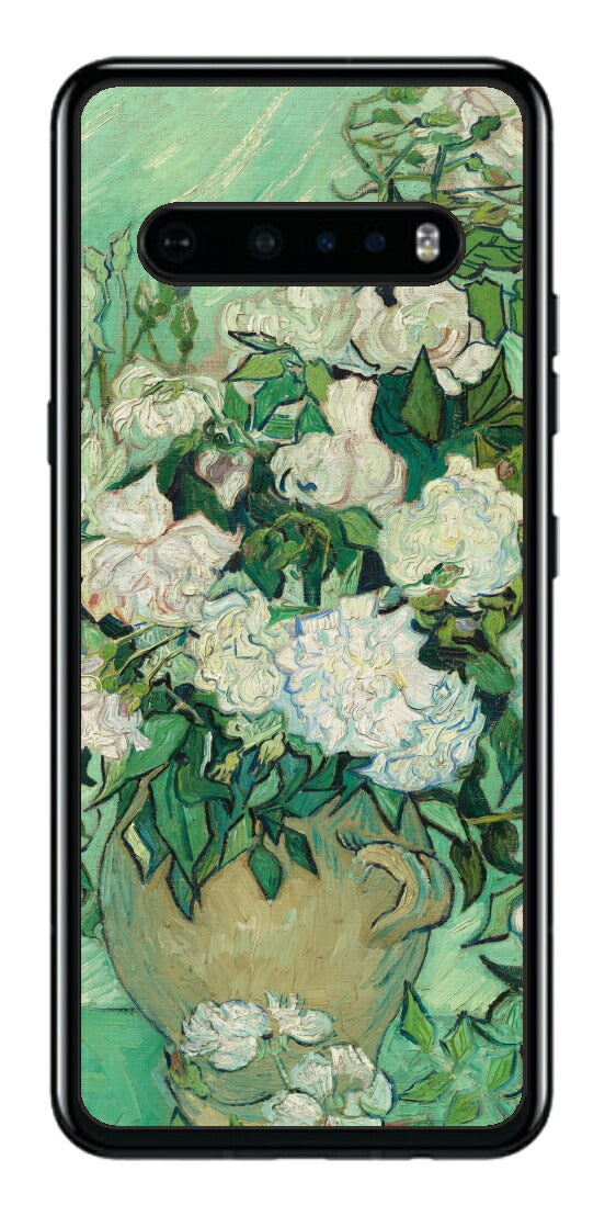 LG V60 ThinQ 5G用 背面 保護 フィルム 名画 プリント ゴッホ バラ（ フィンセント ファン ゴッホ Vincent Willem van Gogh ）