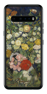 LG V60 ThinQ 5G用 背面 保護 フィルム 名画 プリント ゴッホ 花瓶の花の花束（ フィンセント ファン ゴッホ Vincent Willem van Gogh ）