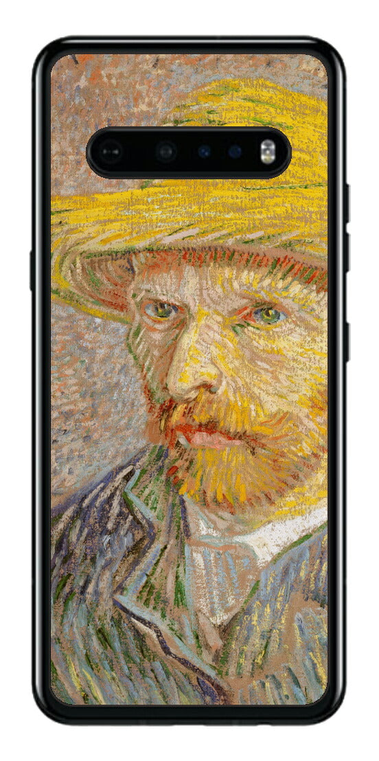 LG V60 ThinQ 5G用 背面 保護 フィルム 名画 プリント ゴッホ 麦わらの自画像（ フィンセント ファン ゴッホ Vincent Willem van Gogh ）