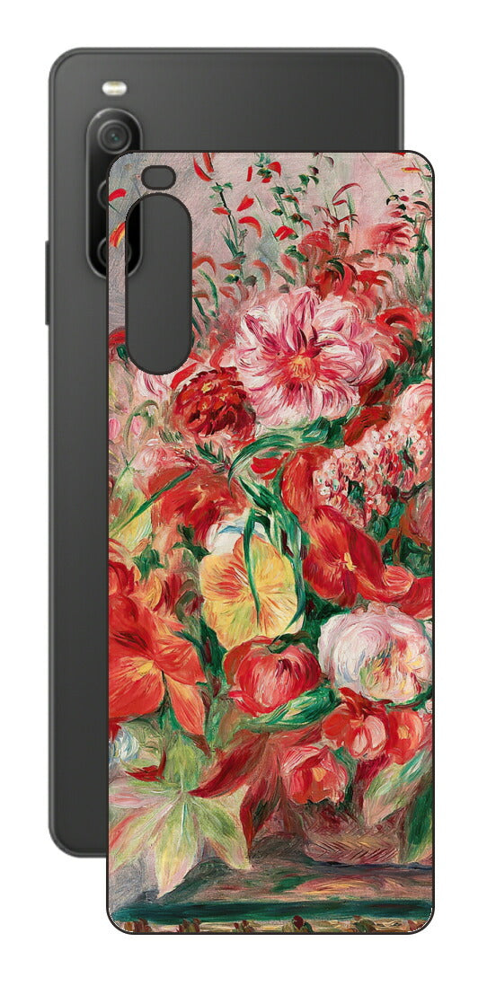 Sony Xperia 10 IV用 背面 保護 フィルム 名画 プリント ルノワール 花々のバスケット（ ピエール＝オーギュスト・ルノワール Pierre-Auguste Renoir ）