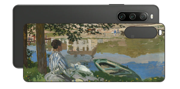 Sony Xperia 10 IV用 背面 保護 フィルム 名画プリント クロード・モネ （ Claude Monet ) セーヌ河岸、ベンヌクール
