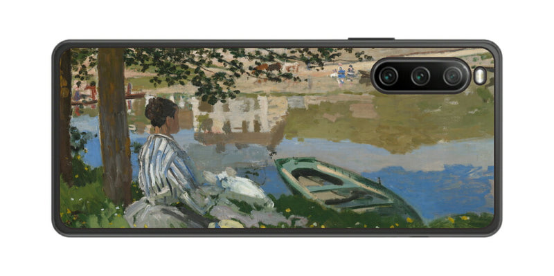 Sony Xperia 10 IV用 背面 保護 フィルム 名画プリント クロード・モネ （ Claude Monet ) セーヌ河岸、ベンヌクール