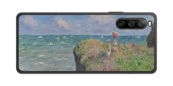 Sony Xperia 10 IV用 背面 保護 フィルム 名画プリント クロード・モネ （ Claude Monet ) プールヴィルの断崖の上の散歩
