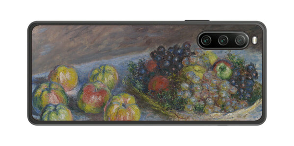 Sony Xperia 10 IV用 背面 保護 フィルム 名画プリント クロード・モネ （ Claude Monet ) 林檎と葡萄