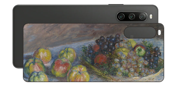 Sony Xperia 10 IV用 背面 保護 フィルム 名画プリント クロード・モネ （ Claude Monet ) 林檎と葡萄
