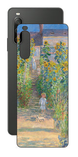 Sony Xperia 10 IV用 背面 保護 フィルム 名画プリント クロード・モネ （ Claude Monet ) ヴェトゥイユの画家の庭