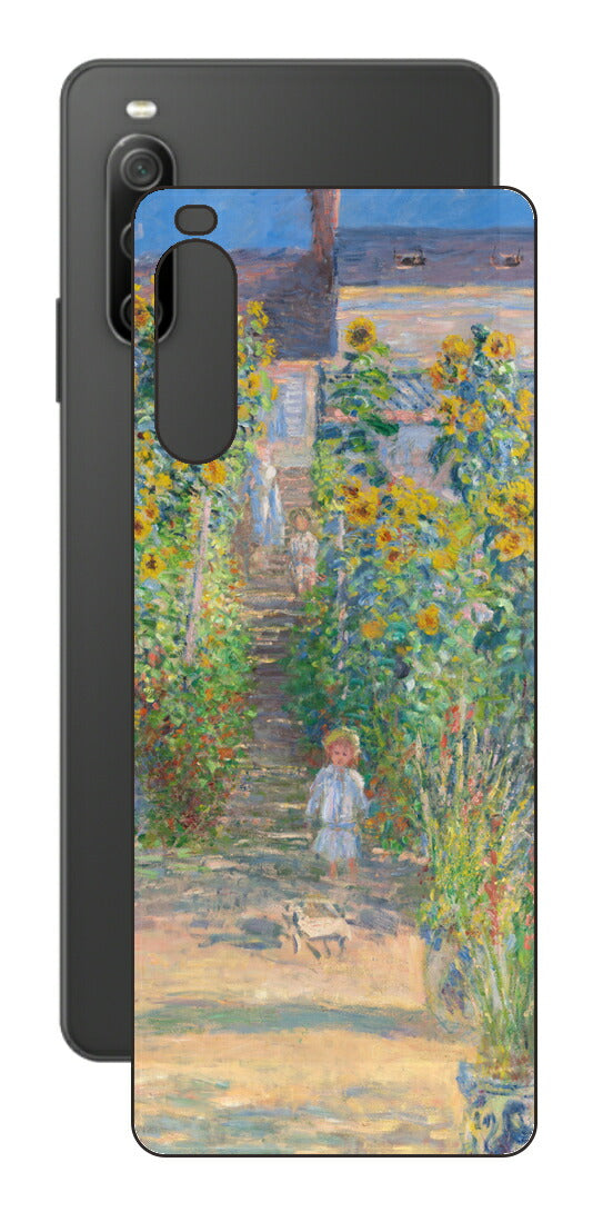 Sony Xperia 10 IV用 背面 保護 フィルム 名画プリント クロード・モネ （ Claude Monet ) ヴェトゥイユの画家の庭