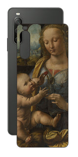 Sony Xperia 10 IV用 背面 保護 フィルム 名画 プリント ダ・ヴィンチ カーネションの聖母（ レオナルド・ダ・ヴィンチ Leonardo da Vinci ）