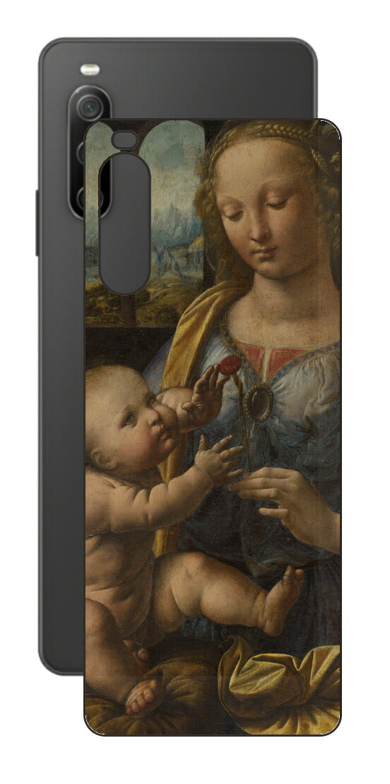 Sony Xperia 10 IV用 背面 保護 フィルム 名画 プリント ダ・ヴィンチ カーネションの聖母（ レオナルド・ダ・ヴィンチ Leonardo da Vinci ）