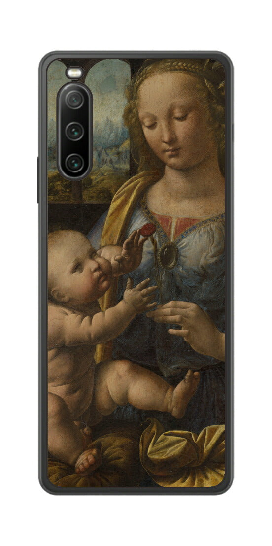 Sony Xperia 10 IV用 背面 保護 フィルム 名画 プリント ダ・ヴィンチ カーネションの聖母（ レオナルド・ダ・ヴィンチ Leonardo da Vinci ）