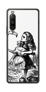 Sony Xperia 10 IV用 背面 保護 フィルム 名画プリント ジョン・テニエル （ John Tenniel ) フラミンゴでクロッケーをする場面