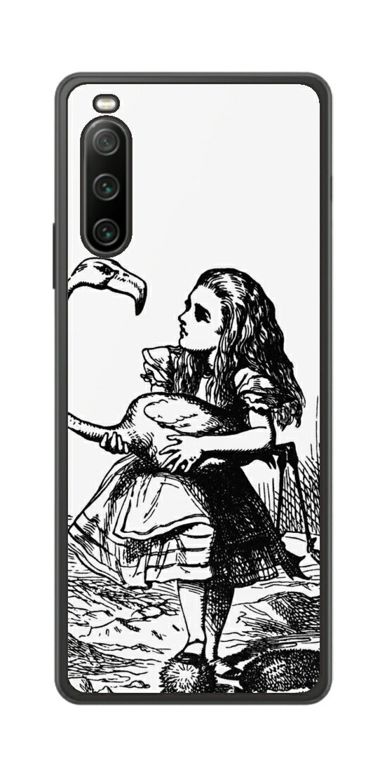 Sony Xperia 10 IV用 背面 保護 フィルム 名画プリント ジョン・テニエル （ John Tenniel ) フラミンゴでクロッケーをする場面