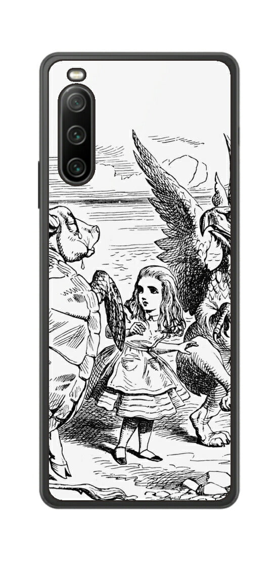 Sony Xperia 10 IV用 背面 保護 フィルム 名画プリント ジョン・テニエル （ John Tenniel ) 海ガメもどきとグリフォン