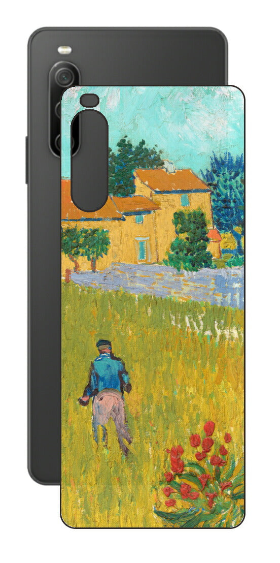 Sony Xperia 10 IV用 背面 保護 フィルム 名画 プリント ゴッホ プロヴァンスの農家（ フィンセント ファン ゴッホ Vincent Willem van Gogh ）