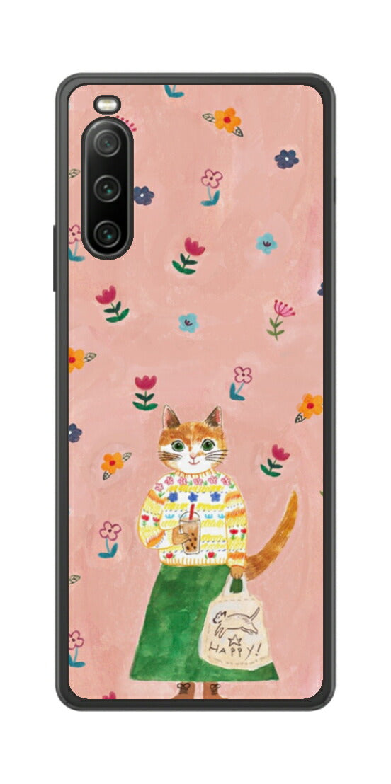 Sony Xperia 10 IV用 【コラボ プリント Design by よこお さとみ 004 】 背面 保護 フィルム 日本製
