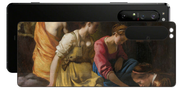 Sony Xperia 1 II用 背面 保護 フィルム 名画 プリント フェルメール ディアナとニンフたち （ ヨハネス・フェルメール Johannes Vermeer ）