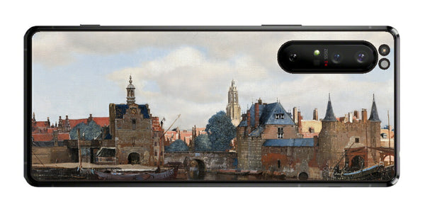 Sony Xperia 1 II用 背面 保護 フィルム 名画 プリント フェルメール デルフトの眺望 （ ヨハネス・フェルメール Johannes Vermeer ）