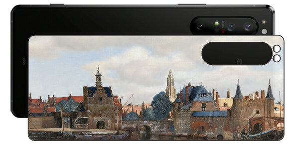 Sony Xperia 1 II用 背面 保護 フィルム 名画 プリント フェルメール デルフトの眺望 （ ヨハネス・フェルメール Johannes Vermeer ）