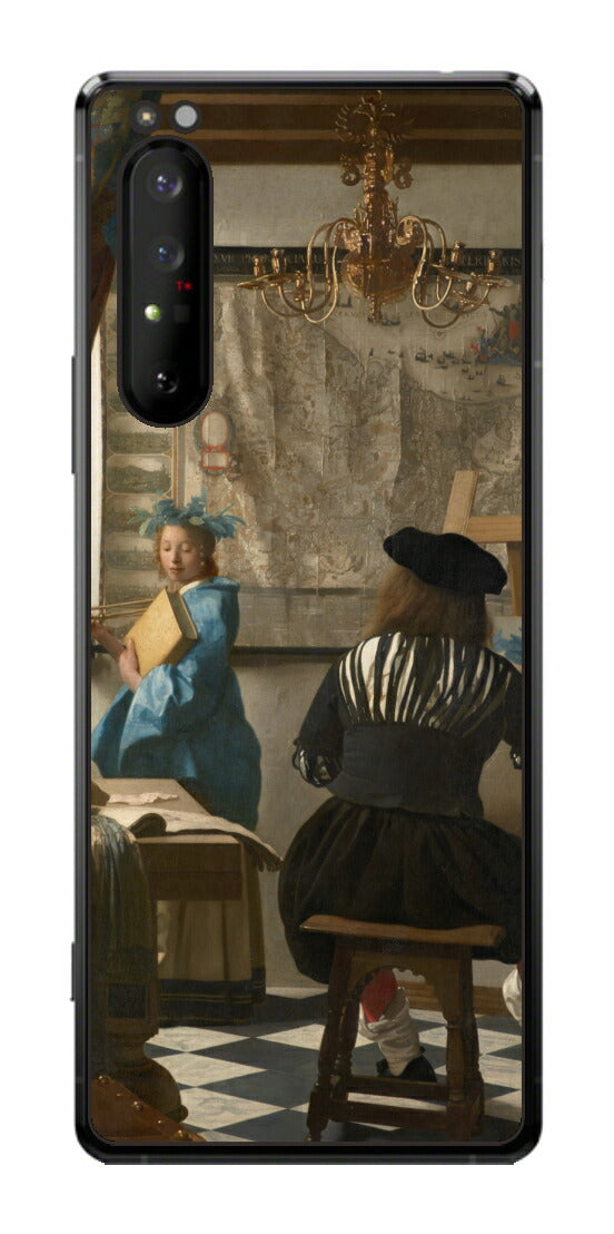 Sony Xperia 1 II用 背面 保護 フィルム 名画 プリント フェルメール 絵画の芸術 （ ヨハネス・フェルメール Johannes Vermeer ）