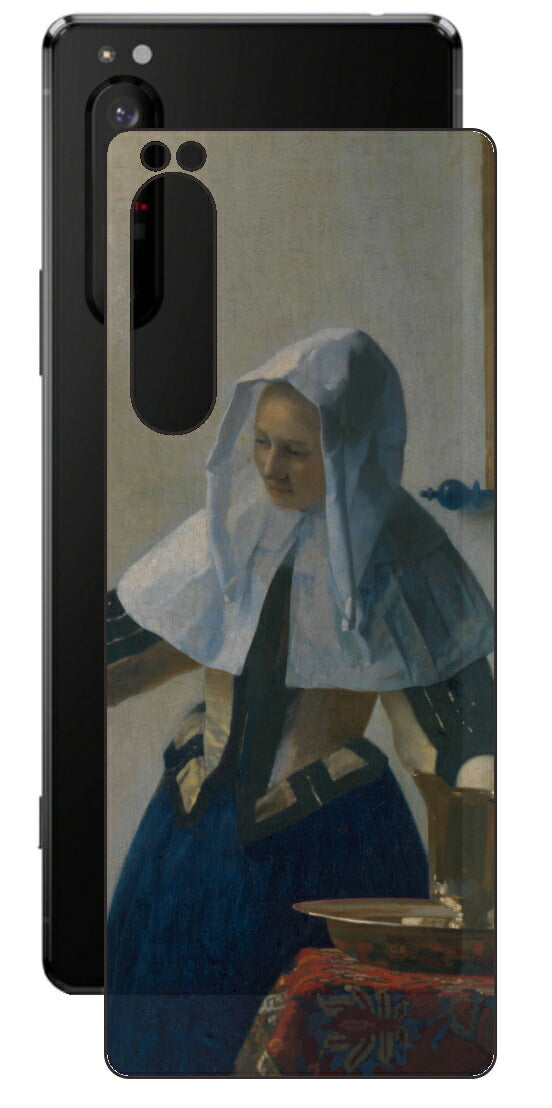 Sony Xperia 1 II用 背面 保護 フィルム 名画 プリント フェルメール 水差しを持つ若い女性 （ ヨハネス・フェルメール Johannes Vermeer ）