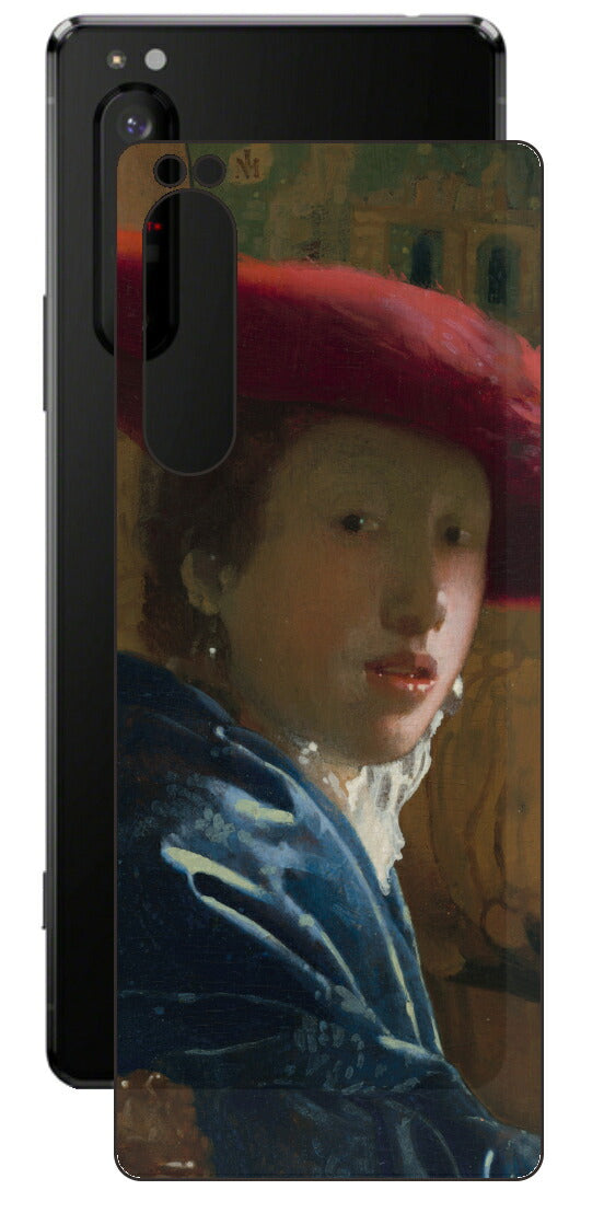 Sony Xperia 1 II用 背面 保護 フィルム 名画 プリント フェルメール 赤い帽子の少女 （ ヨハネス・フェルメール Johannes Vermeer ）