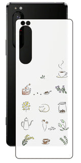 Sony Xperia 1 II用 【コラボ プリント Design by すいかねこ 001 】 背面 保護 フィルム 日本製