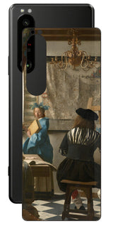 Sony Xperia 1 III用 背面 保護 フィルム 名画 プリント フェルメール 絵画の芸術 （ ヨハネス・フェルメール Johannes Vermeer ）