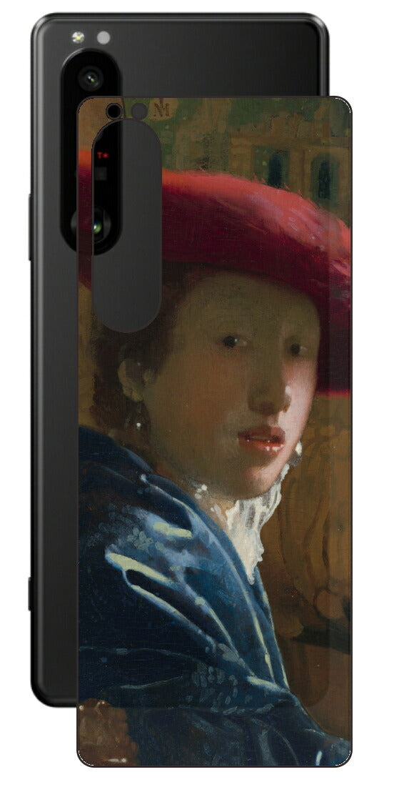 Sony Xperia 1 III用 背面 保護 フィルム 名画 プリント フェルメール 赤い帽子の少女 （ ヨハネス・フェルメール Johannes Vermeer ）