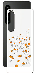 Sony Xperia 1 IV用 【コラボ プリント Design by すいかねこ 006 】 背面 保護 フィルム 日本製