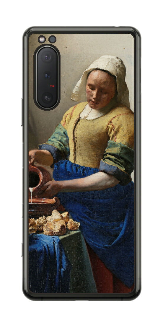Sony Xperia 5 II用 背面 保護 フィルム 名画 プリント フェルメール 牛乳を注ぐ女 （ ヨハネス・フェルメール Johannes Vermeer ）