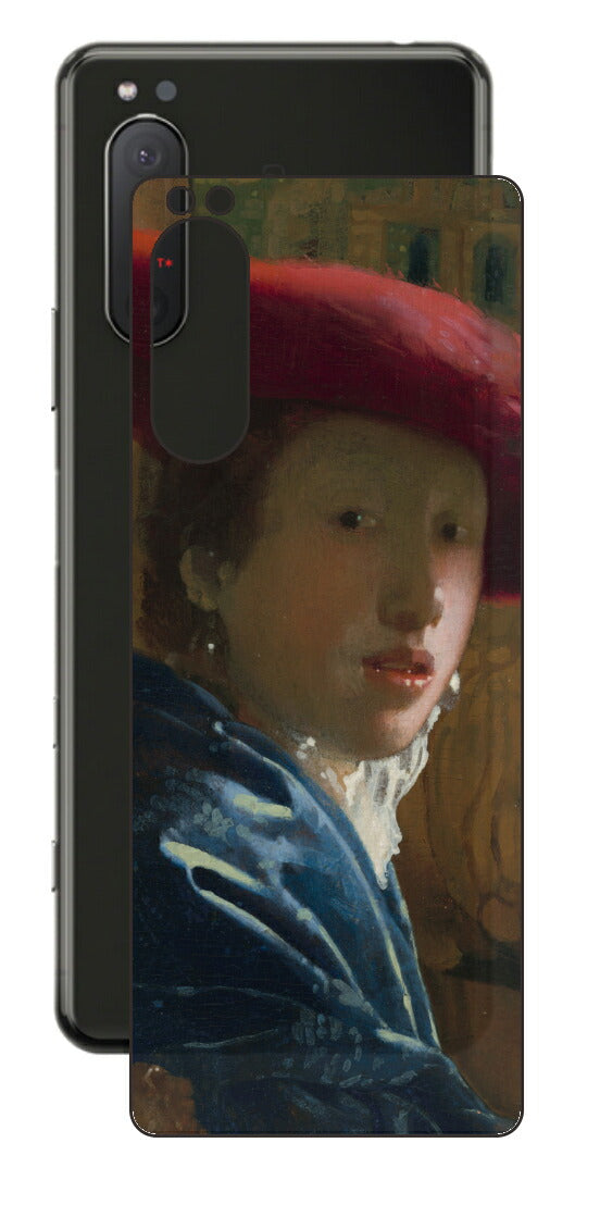 Sony Xperia 5 II用 背面 保護 フィルム 名画 プリント フェルメール 赤い帽子の少女 （ ヨハネス・フェルメール Johannes Vermeer ）