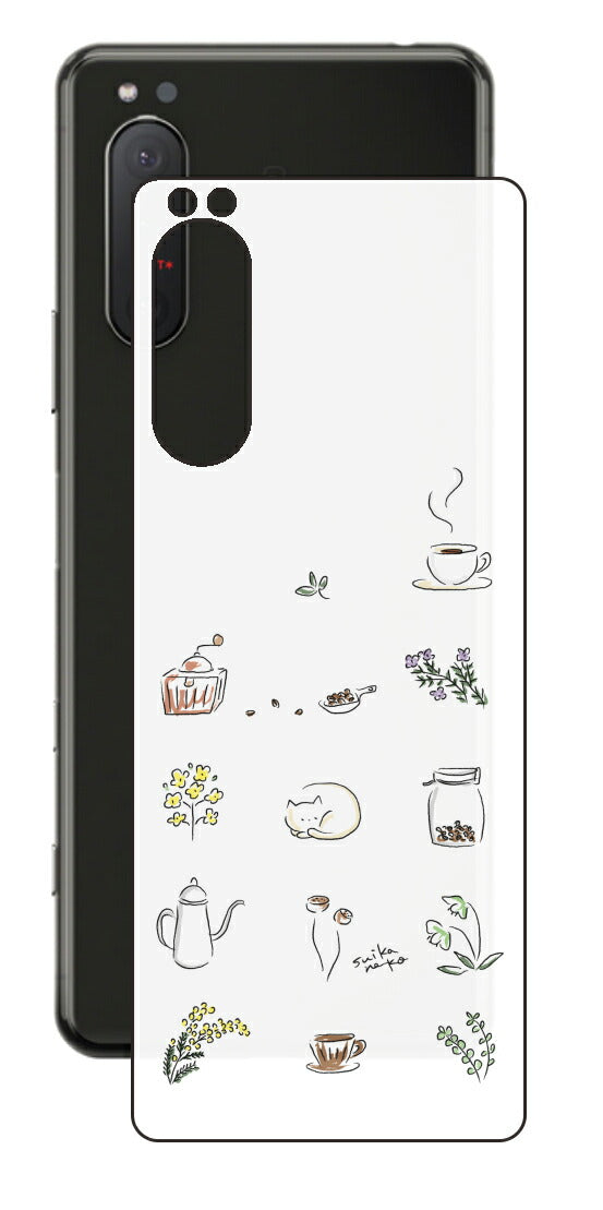 Sony Xperia 5 II用 【コラボ プリント Design by すいかねこ 001 】 背面 保護 フィルム 日本製